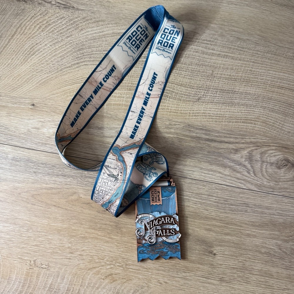 The Conqueror Niagara Falls Virtual Challenge‎ Medal Blue Bronze Water Travel